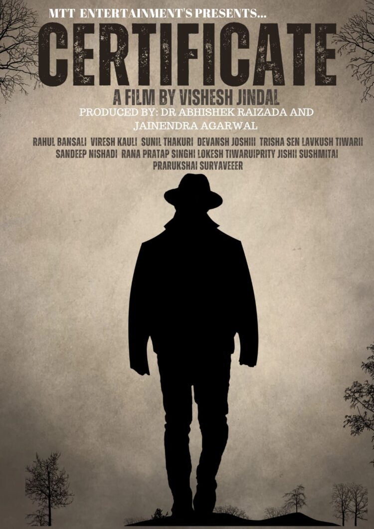 MTT Entertainment's CERTIFICATE Starring Trisha Sen and Viresh Kaul Will Start Rolling This December In Jaipur