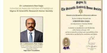 Renowned Indian Cardiac Surgeon Dr. Lokeswara Rao Sajja Inducted as Associate Member of Prestigious Sigma Xi Scientific Research Honor Society