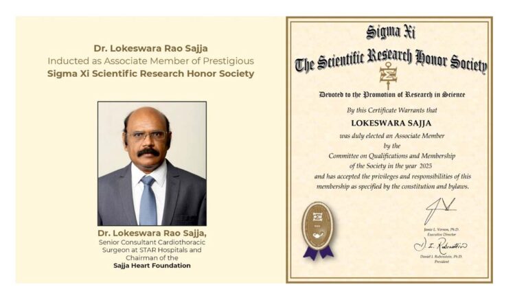 Renowned Indian Cardiac Surgeon Dr. Lokeswara Rao Sajja Inducted as Associate Member of Prestigious Sigma Xi Scientific Research Honor Society