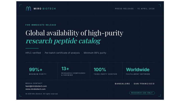 Miro Biotech Announces Global Availability of High-Purity Research Peptide Catalog
